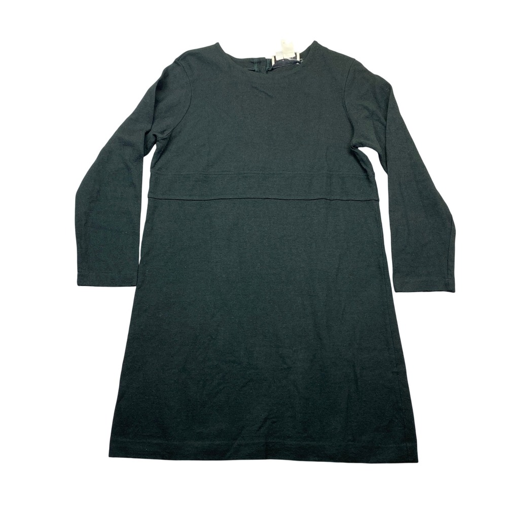 VTG J. Jill Wool Long Sleeve Shift Dress Forest Green Empire‎ Waist Womens M USA
